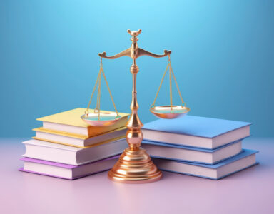 Balance de la justice avec des livres